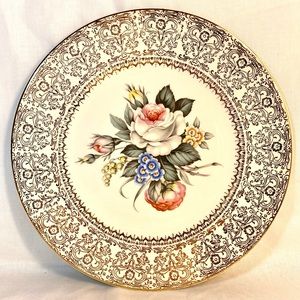 Vintage Salem China Co. 23K Gold Floral Dinner Plate